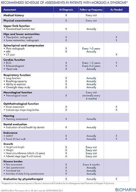 Morquio A Assessments Overview Chart